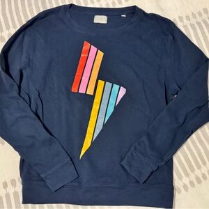 Navy Sweatshirt with Colorful Lightning Bolt